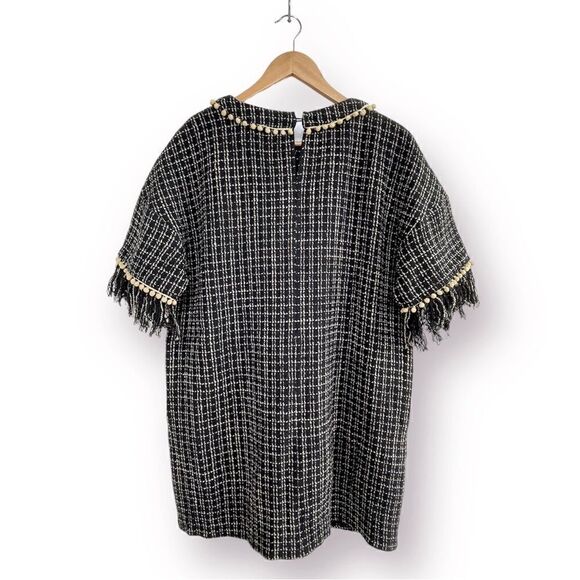 NWT VICI Marleen Tweed Pom Pom Tunic Dress Short Sleeves Side Pockets - Picture 9 of 14